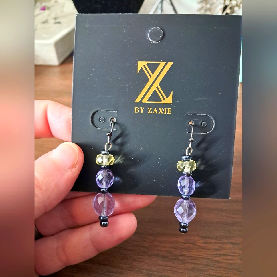 Zaxie Purple Beaded Earrings